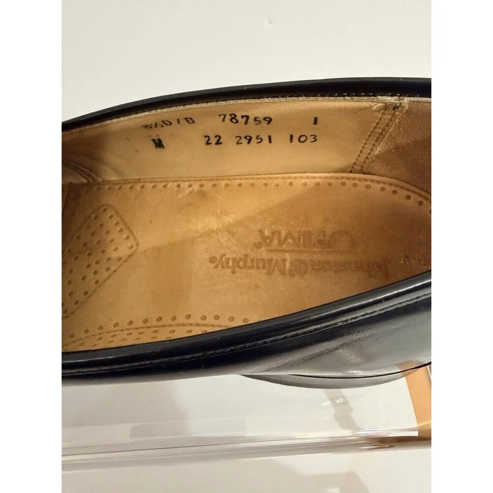 Johnston & Murphy Optima Black Wing Tips Kitties Tassle Loafer 8.5